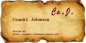 Csanki Johanna névjegykártya